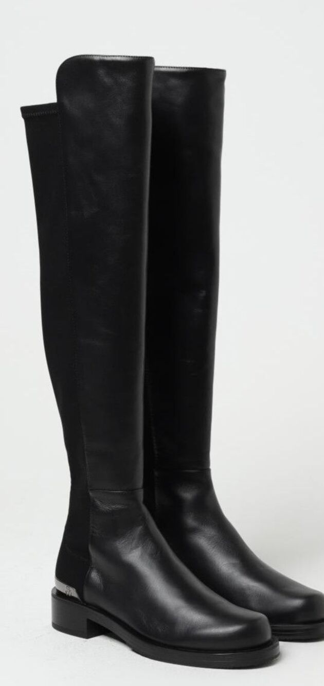NWOB $795 Stuart Weitzman 5050 Bold Black Leather Over Knee Boots 9.5 B